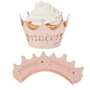 Peachy-Pink Princess Crown Cupcake Wrappers (25pcs, Standard Size) Grease Resistant Cake Liners for Baking, Caking and Crafting by Bakell
