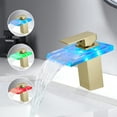 thumbnail image 2 of Bathroom Sink Faucet Led Light 3 Colors Changing Waterfall Glass Spout Hot Cold Water Mixer Single Handle One Hole Deck Mounted Bathroom Faucet Black Lavatory Vanity Basin Bath Plumbing, 2 of 6