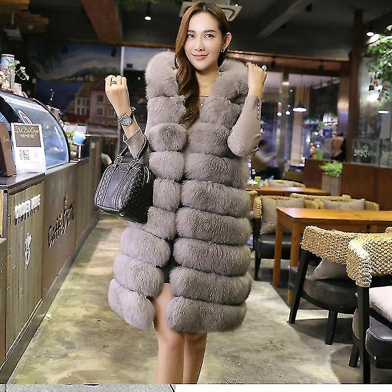 Long Fur vest Winter Women Luxury Fox Fur Vests Walmart