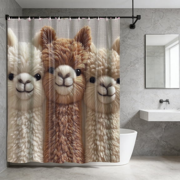 CaiYueKe Animal Series Faux Embroidery Shower Curtain - Waterproof Polyester Bathroom Decor with Grommets Hooks, Mold Resistant Rustproof Modern Textured Design