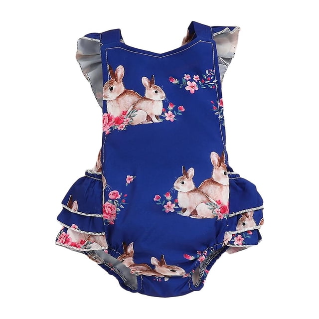 S Monos para bebé, mameluco con estampado de conejito de Pascua, monos de jersey transpirables para niñas