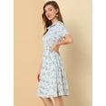 thumbnail image 4 of DARING DIVA Peter Pan Collar A-Line Flowy Midi Chiffon Floral Dress 3XL Blue, 4 of 6