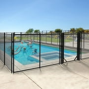 Dextrus Pool Fence Gate, 4 x 3.2Ft Pool Safety Fence Gate Kit with Steel Aluminum Pipe Frame for Above Ground Pools, Black