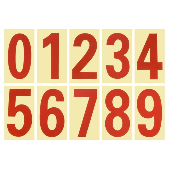 Unique Bargains Reflective Mailbox Numbers Sticker 0-9 Adhesive Number 3.27 Inch Red 5 Set
