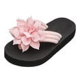 thumbnail image 5 of Rokment Women's 3D Flower Flip Flops Elegant Bohemian Beach Summer Thongs Sandals Comfortable Casual Travel Memory Foam Slip on Flat Dress Slippers for Woman Indoor Outdoor Pink Size 7.5, 5 of 6