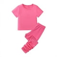 thumbnail image 1 of Odeerbi 1-7 Años Niños Niñas Pijamas de Verano Camisetas de Manga Corta de Algodón Pantalones Conjunto de Dos Piezas de Pijama Suave, 1 of 8