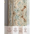 thumbnail image 6 of Sage Green Orange Floral Sheer Curtains 84 Inch Length 2 Panels Set, Boho Vintage Botanical Ethnic Voile Window Treatment Rod Pocket Curtains Sheers Drapes for Bedroom/Living Room/Kitchen 52"x84"x2, 6 of 7
