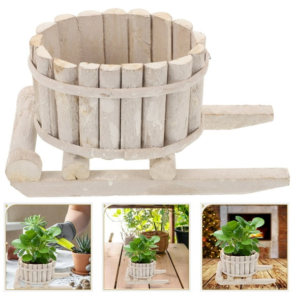 MLINS Wooden Christmas Planter Sleigh Shaped Flower Pot Farmhouse Style Xmas Basket for Indoor Outdoor Home Party Decoration