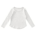 thumbnail image 1 of Girls Stylish Versatile Tops 2026 Fall Korean Style Solid Long Sleeve Curved Hem Layering Tees, 1 of 7