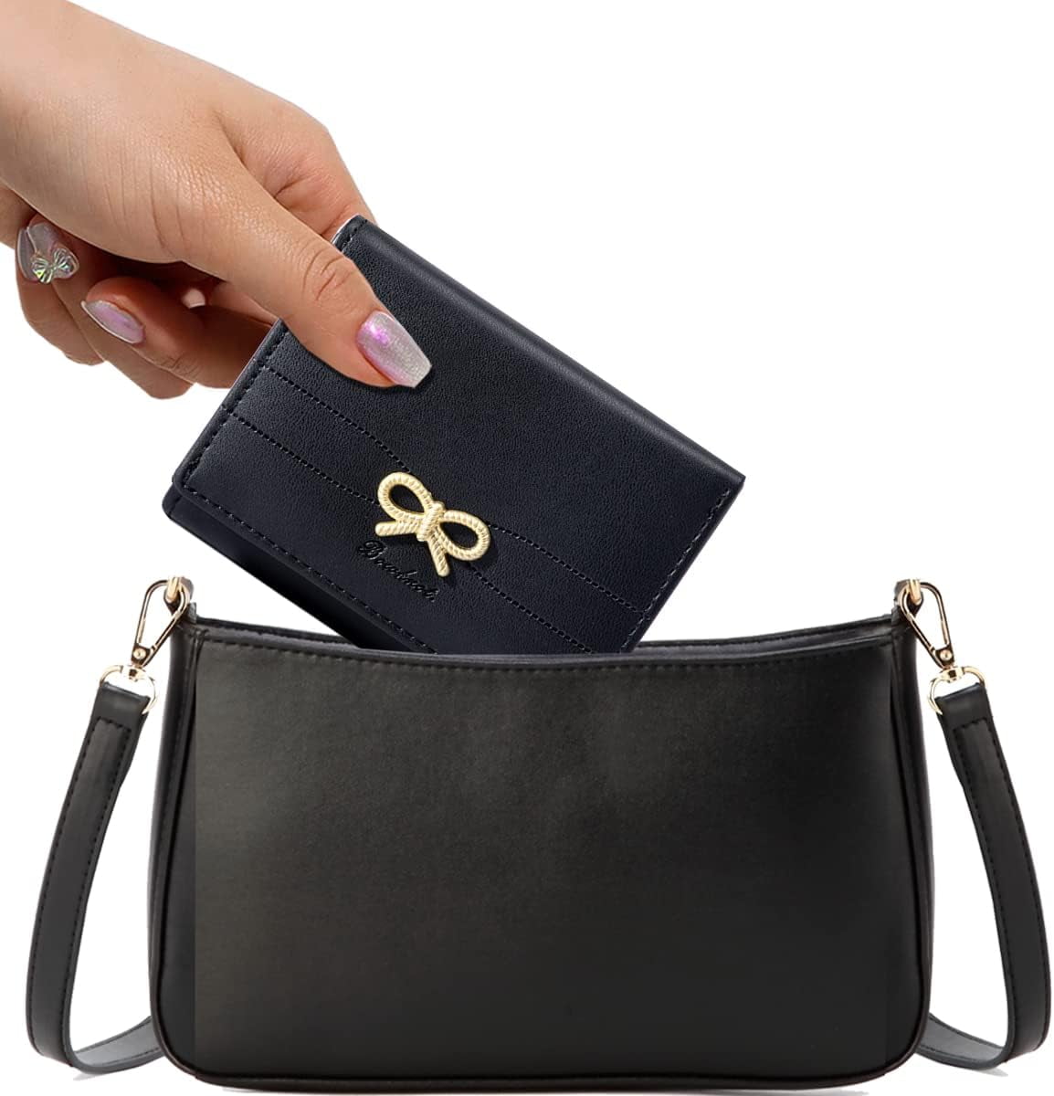 FloralGrace Coquette Geldbeutel - Niedlicher Schleifen Münzbeutel Mit ID-Fenster