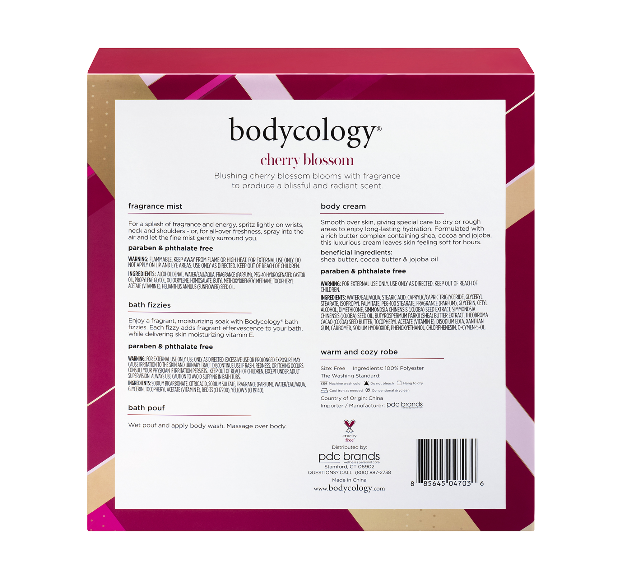 Bodycology Cherry Blossom Relaxed Robe Bath & Body Gift Set, 5 PC - image 5 of 6