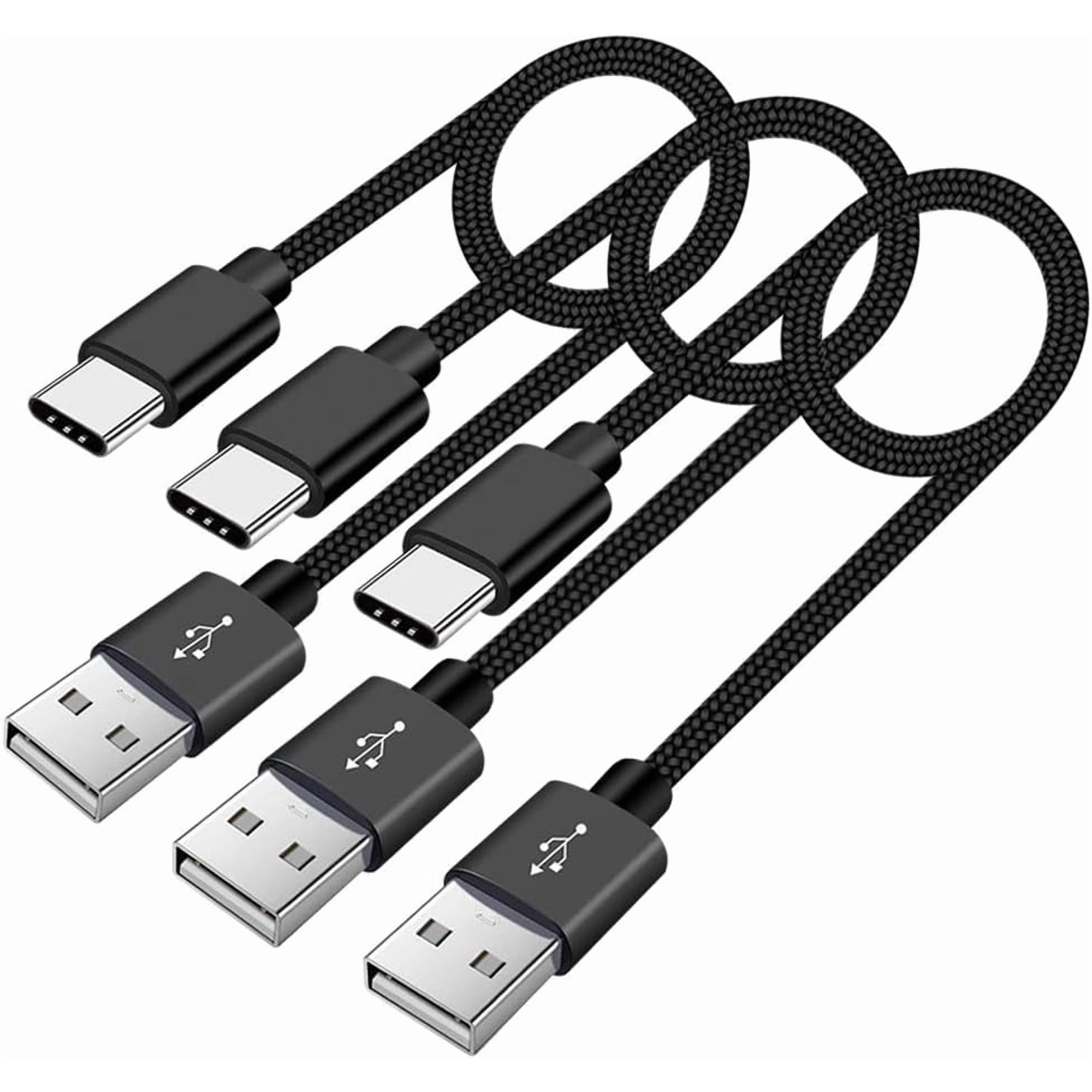 for 3-Pack 1.5FT USB C Cable, Braided Fast Charging Cord for Samsung Galaxy S24 S23 S22 S21 S20, Note, LG, Pixel, Power Bank - Short Type C Charger