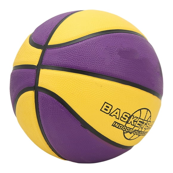 Rubber Basketball, Yellow Purple Sports Basketball Leakproof for Basketball Court Size 5 8.9in