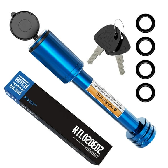 RETRUE Trailer Hitch Receiver Pin Lock - Black, 2 Inch Receiver, 5/8" Dia Hitch Lock for Securely Locking Trailer Hitch with Two Keys, Blue