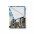 thumbnail image 2 of City Soft Flannel Fleece Blanket, Lower Manhattan Cityscape Famous Travel Destination NYC Avenue Historical, Cozy Plush for Indoor and Outdoor Use, 50" x 70", Dark Orange Grey Blue, by Ambesonne, 2 of 6