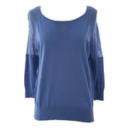 Women's Petite Mesh Inset 3/4 Sleeve Sweater