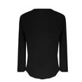 thumbnail image 7 of Holzkary Womens Henley Sweaters Lightweight Long Sleeve Shirts V Neck Tops with Button Fall Outfits 2025 Tunic Top New Solid Color Button Knit Fall Winter V Neck Long Sleeve Stripe Top Black L, 7 of 7