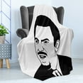 thumbnail image 4 of Humor Soft Flannel Fleece Blanket, Monochrome Retro Man Rage Comics Expressive Emotions Online Illustration Print, Cozy Plush for Indoor and Outdoor Use, 70" x 90", White and Black, by Ambesonne, 4 of 5