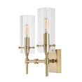 thumbnail image 6 of JONATHAN Y Cato 13.5" 2-Light Modern Farmhouse Iron/Glass LED Vanity, Brass Gold/Clear, 6 of 8
