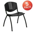 thumbnail image 3 of BizChair 5 Pack 880 lb. Capacity Black Plastic Stack Chair with Oval Cutout Back and Black Frame, 3 of 14