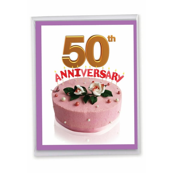1 Large 50th Anniversary Card (8.5 x 11 Inch) - Big Day Milestones 50 J7060FMAG