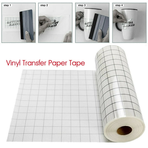 Rouleau de ruban de papier de transfert de vinyle Adhésif 12 x 60 pouces  Grille d'alignement transparente 