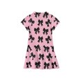 thumbnail image 4 of CCRFTGI Girls Polo Dress Size 6-7 Back To School Short Sleeve Uniform Casual Bow Print Pleated Flare Skater Polo Dresses Summer Button-Down Collar Picque Polo Dress Watermelon Red 11-12 Years, 4 of 5