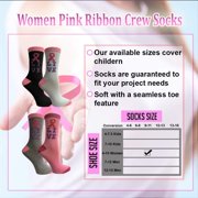 Yacht & Smith Pink Ribbon Breast Cancer Awareness Ankle/Crew Socks for Women (Assorted Crew, 12)