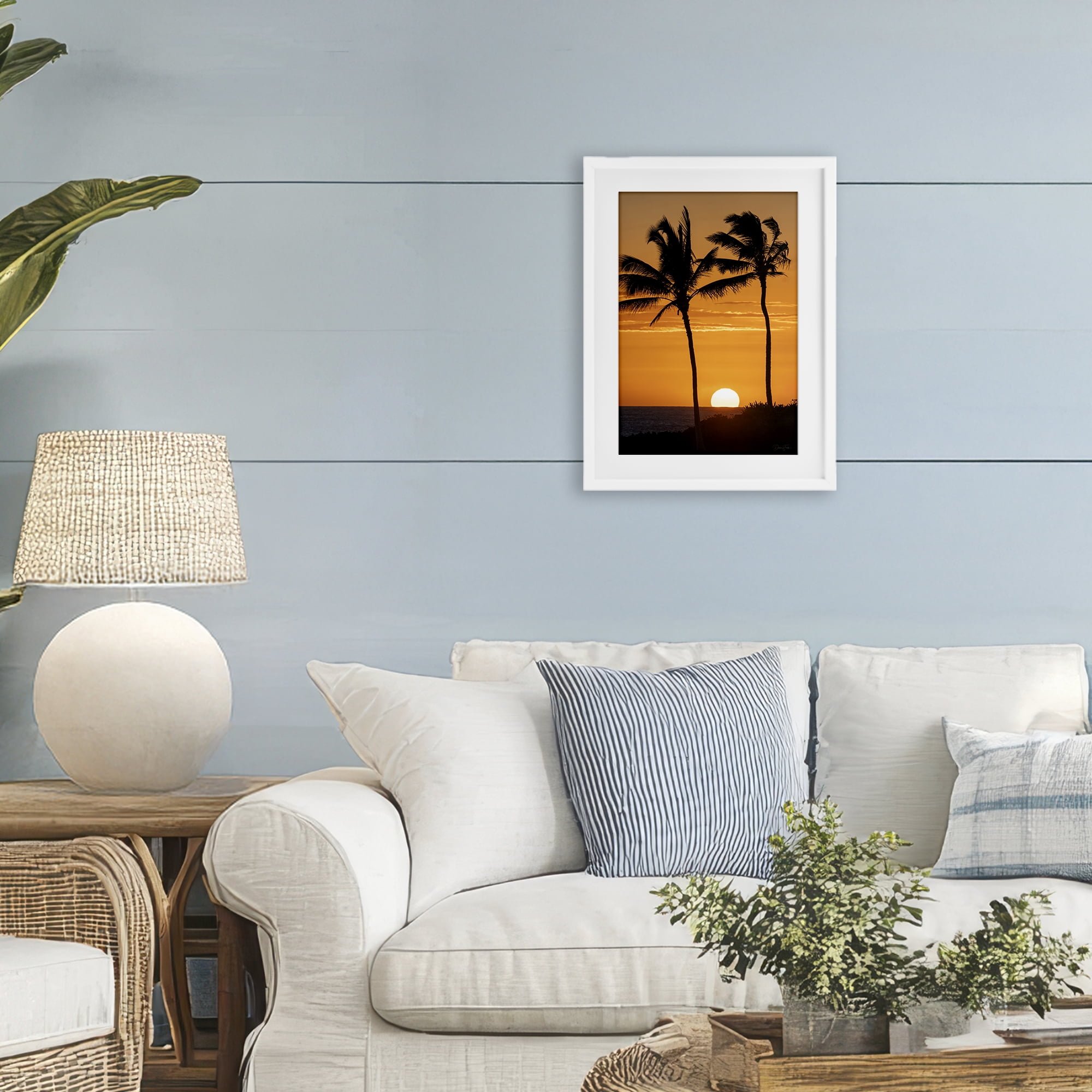 Stupell Industries Sunset Through Palm Trees White Framed Print Under Glass, design by Dennis Frates