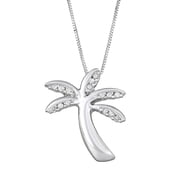 Hdiamonds 1/10 CTTW Natural White Diamonds Palm Tree Designed Pendant in Sterling Silver- Diamond pendant for Women