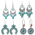 thumbnail image 1 of 4 pares de pendientes colgantes delicados de color turquesa, pendientes de verano para niñas, regalos de fiesta de vacaciones, 1 of 5