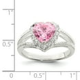 thumbnail image 2 of 925 Sterling Silver Polished Pink CZ Cubic Zirconia Simulated Diamond Love Heart Ring Size 7 -  Jewelry Gift for Mom, 2 of 2
