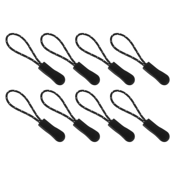 50Pcs Zipper Pulls Replacement, Zipper Pull Cord Extender, Fix Tab Tag Extender for Luggage Backpack Jacket Handbags, 63.3mm Black