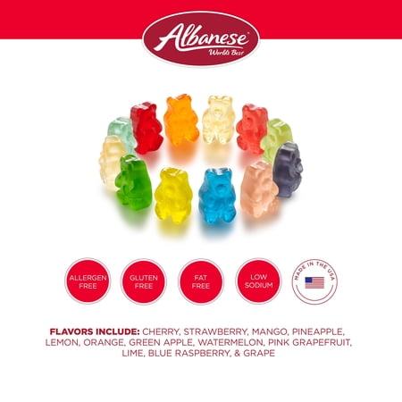 ALBANESE WORLD’S BEST 12 FLAVOR GUMMI BEARS, 5LBS, VALUE SIZE, GLUTEN-FREE