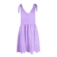 thumbnail image 4 of Womens Maxi Dresses, Eyelet V Neck Suspender Casual Sleeveless Boho Beach Wedding Guest Mini White Cocktail Dress Easter For Women Teacher Outfits Dresses 1950S Dresses Shirt (S, Purple) ZMTing, 4 of 5
