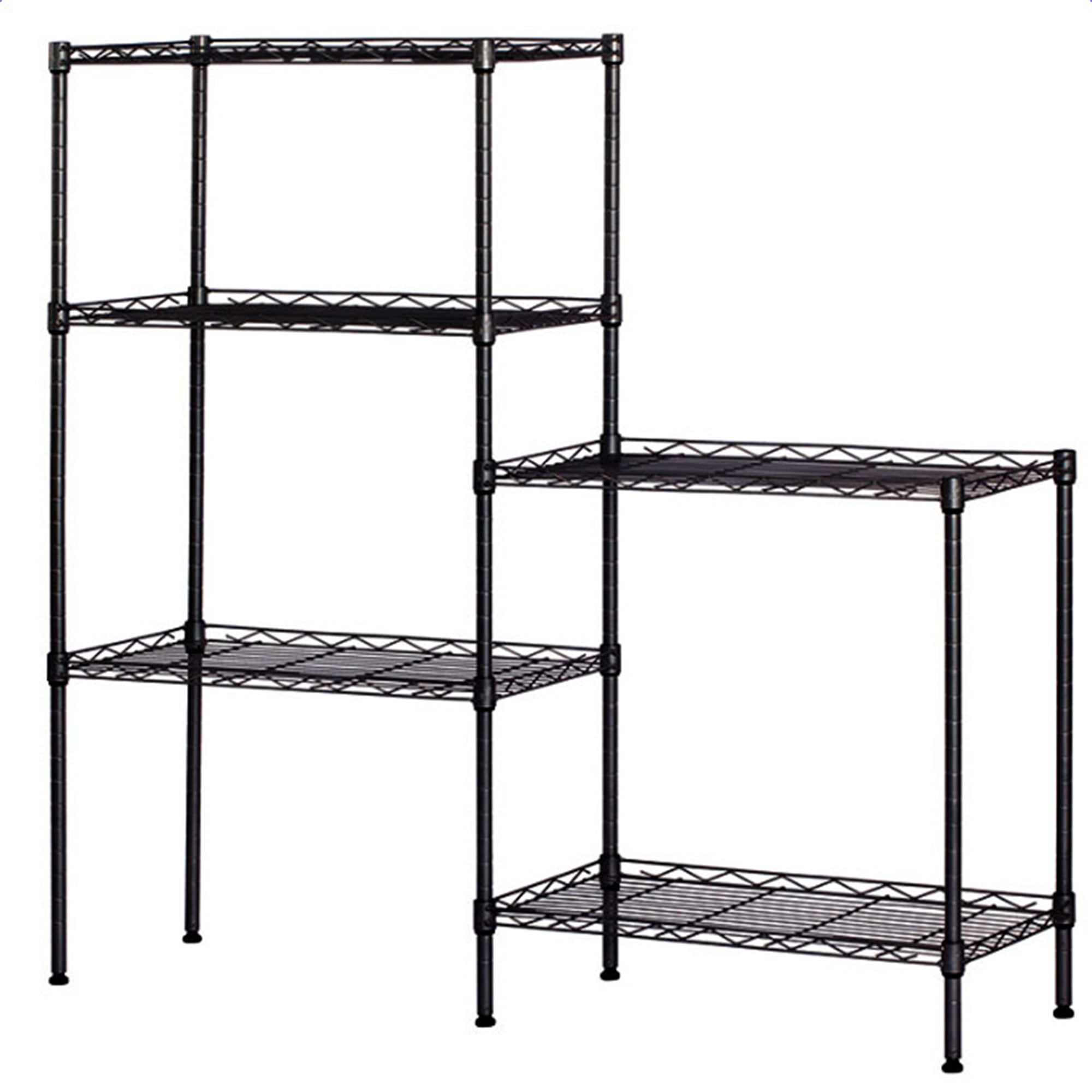Spaco 59.06" 5-Tier Wire Shelving Adjustable Metal Storage Shelves Heavy Duty Shelf Standing Kitchen Rack, Black Spaco 59.06" 5-Tier Wire Shelving Adjustable Metal Storage Shelves Heavy Duty Shelf Standing Kitchen Rack, Black