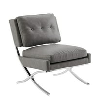 Art Leon Atrium Bounded Faux Leather Accent Chair Upholstered Gray