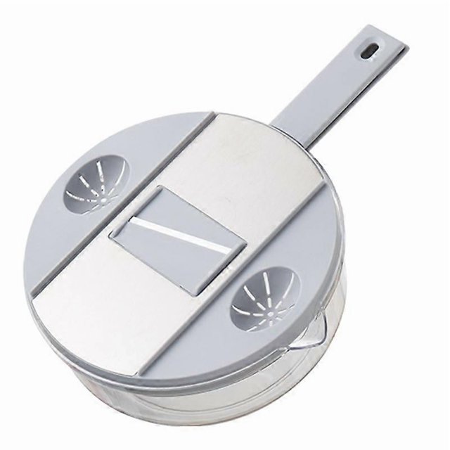 Multifunctional Vegetable Cutter Stainless Steel Household Manual Vegetable Chopper for Kitchen Round Galaxy Grey, (Send 6 Blades, Hand Protector, Sto