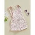 thumbnail image 2 of Kids Toddler Girl Summer Outfit Floral Print Overalls Jumpsuit Sleeveless Romper Bib Shortalls Suspender Shorts Pants, 2 of 7
