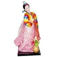 thumbnail image 2 of Figura de geisha coreana Hanbok, muñecas Kabuki decorativas en miniatura de 12 pulgadas de pie colorido y rosa, 2 of 9