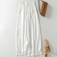 thumbnail image 3 of Perfectbot Women's Linen Palazzo Pants - Breathable Wide Leg Drawstring Waist Casual Trousers, 3 of 6