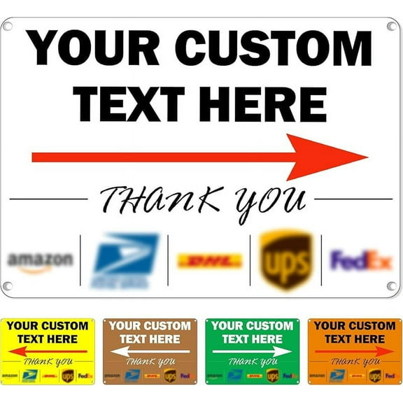 Custom Metal Delivery Sign for Packages, 12”x8” Waterproof Personalized Leave Packages Sign, Leave Your Delivery Instruction on the signage, Optional for Reflective Sheeting