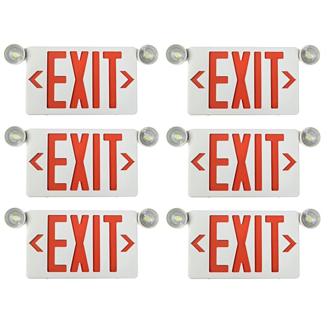 Ciata Ultra Bright Led Decorative Red Exit Sign & Emergency Light Combo with Battery Backup, Fire Exit Sign with Lights, Lighted Exit Signs with Battery Backup, 6-inch Red Letters - 6 Pack