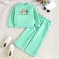 thumbnail image 2 of CAICJ98 Kids Girls Clothes Toddler Girl Fall Winter Outfits Long Sleeve Print Sweatshirt Pants Set Girls Spring Clothing Set (Mint Green,3-4 Years), 2 of 5