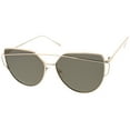 thumbnail image 2 of sunglassLA Unisex Oversize Metal Frame Thin Temple Color Mirror Flat Lens Aviator Sunglasses (Gold / Smoke Mirror) - 62mm, 2 of 4