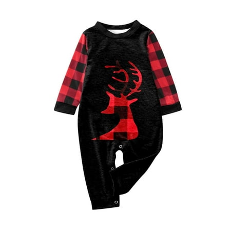 

Family Matching Outfits Cute Big Headed Deer Print Plaid Long Sleeve Tops And Pants Soft Casusal Holiday Sleepwear Friends Party Casual Family Matching Pajamas Red 6 Months - 12 Months