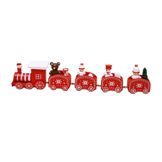 Christmas Smowman Bear Train Model Desktop Ornament Kids Toy Holiday Gift