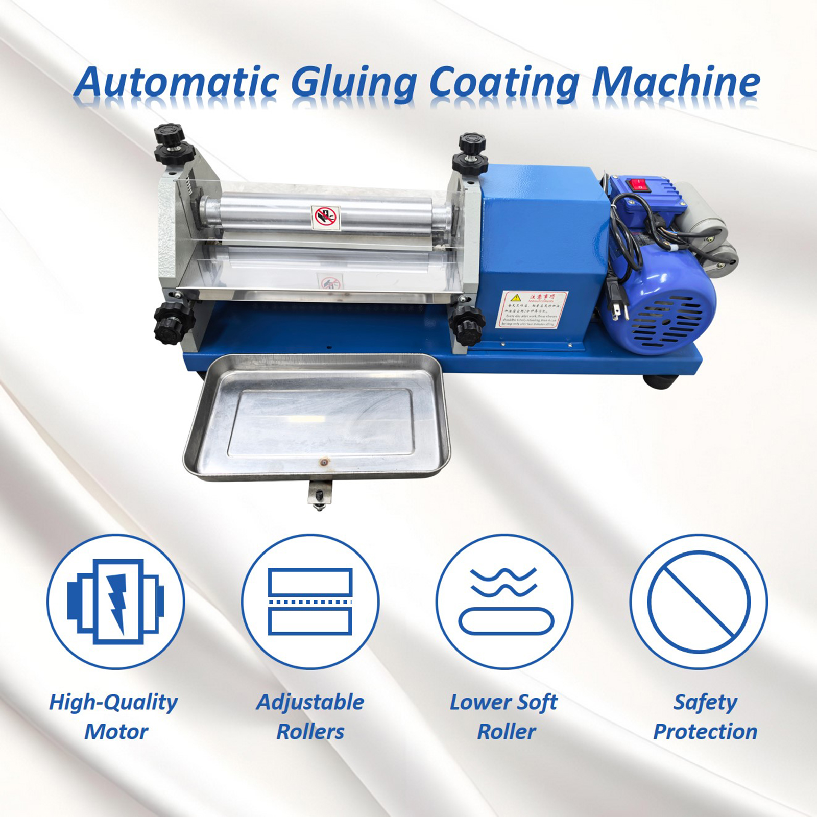 10.63" Automatic Gluing Machine Water-soluble Glue Gluing Device Soft Roller Leather Glue Coating Machine