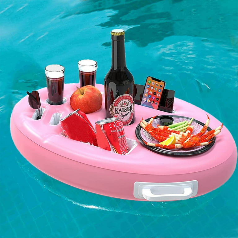 Cyninesm Pink Inflatable Floating Drink Holder with Holes for