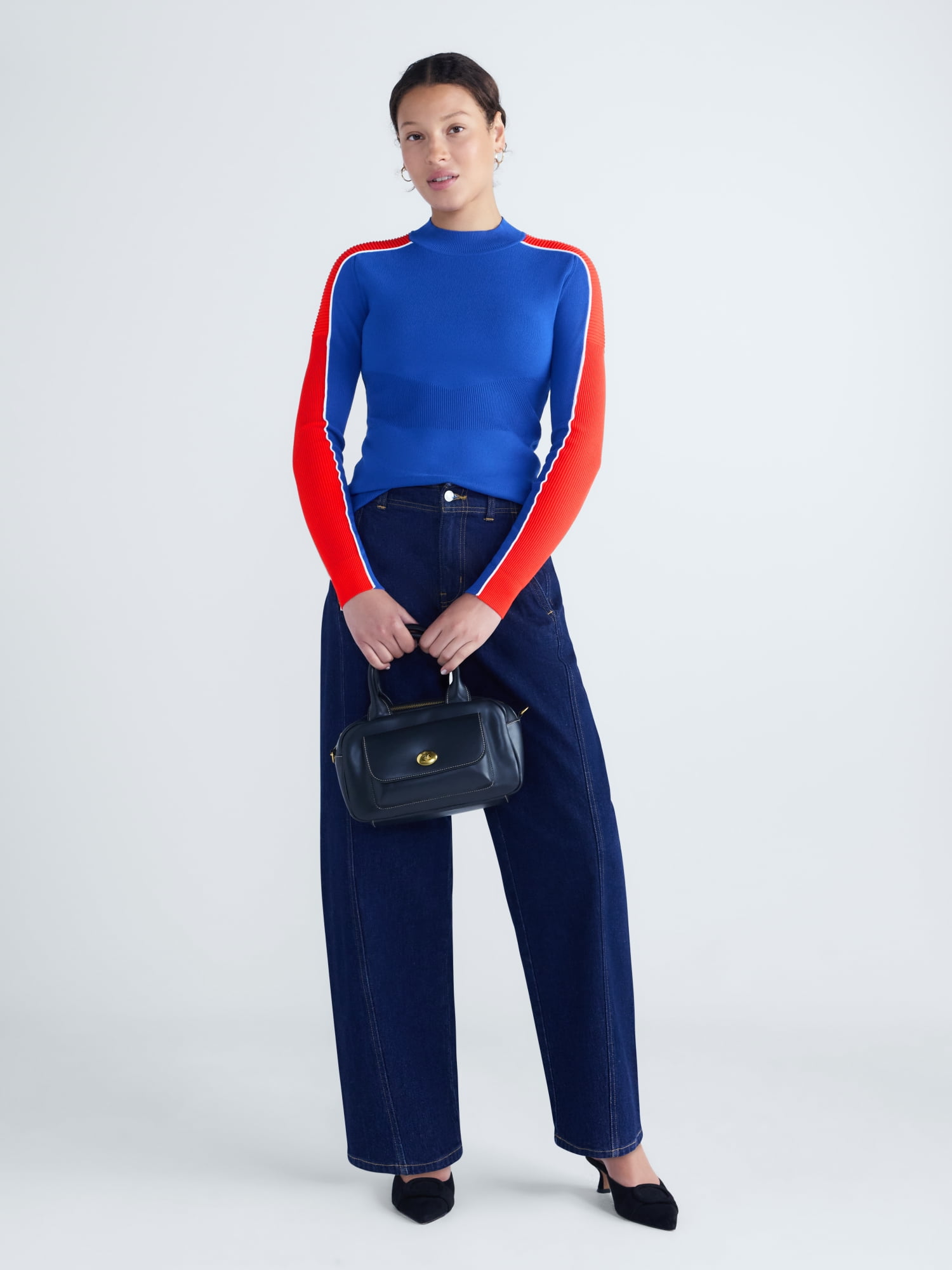 Free Assembly Women's and Women’s Plus Ribbed Top with Long Sleeves, Sizes XXS-3X